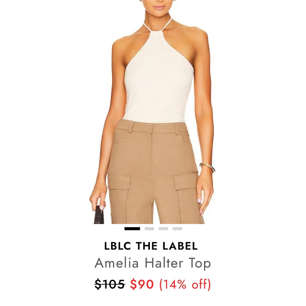 Chic Ivory Ribbed Halter Tank - Picture 4 of 6